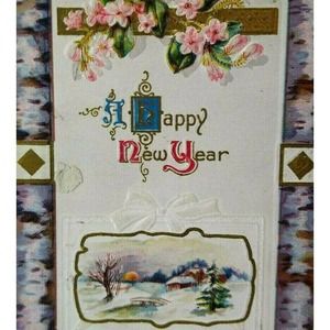 New Year Postcard Nash Church Purple Border Gold Trimmed Series 29 1911 Original